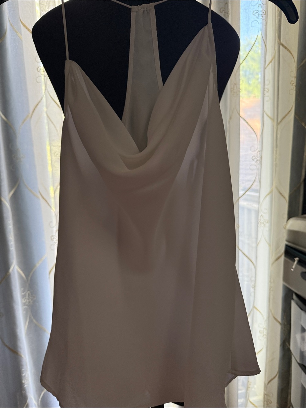 Arden B White Satin Cowl Back Spaghetti Strap Top
